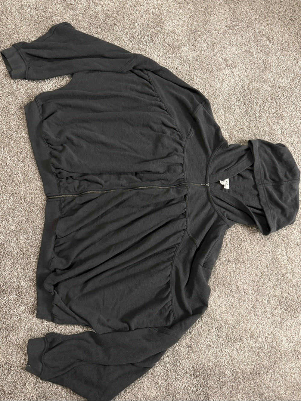 aerie Black Cropped Hooded Zip Sweatshirt